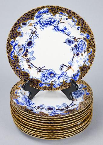 12 Royal Crown Derby Porcelain Blue, White Plates (1 of 10)