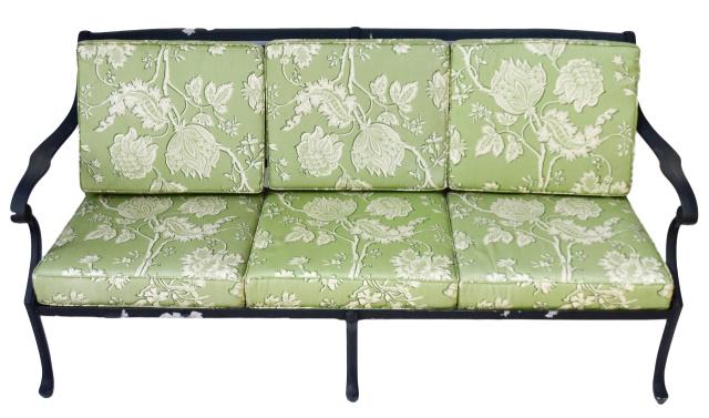 Cast Aluminum Patio Garden Sofa with Cushion: Cast Aluminum Patio Garden Sofa with Cushion.Measure 35 inches x 79 inches x 34 inches x 17.5 inches.
