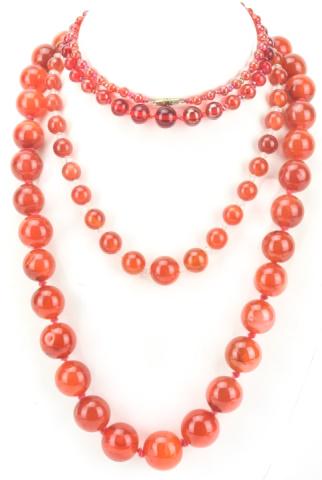 3 Graduated Amber Glass Beaded Necklaces (1 of 8)