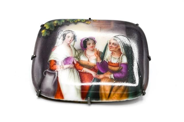 Antique 19th C Hand Painted KPM Style Brooch (1 of 5)