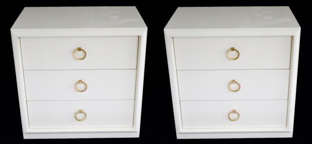 Pavel 3-Drawer Chiffon White Grasscloth Side Table (1 of 11)