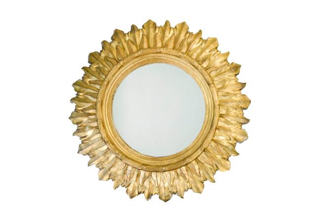 French Midcentury Gilt Wood Sunburst Mirror (1 of 7)