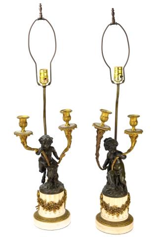 Pair Antique Claude-Michel Clodion Bronze Lamps (1 of 16)
