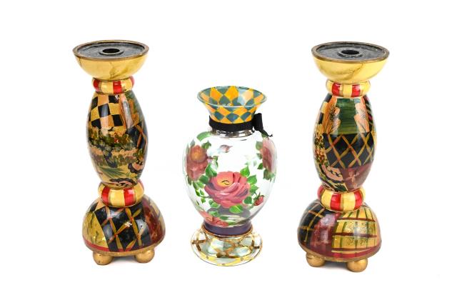 3 MacKenzie Childs Hand Painted Table Top Items (1 of 13)