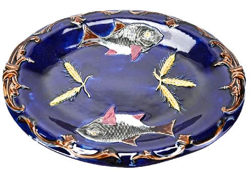 Antique Majolica Pottery Hand Painted Platter (1 of 6)