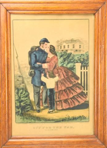 Antique 1861 Currier & Ives Lithograph Off For War (1 of 10)