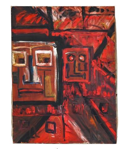 Barbara Kerstetter Abstract Oil Painting: Barbara Kerstetter, 20th Century, Abstract Unframed Oil Painting on Canvas. Painting is not signed. Measures 40 inches x 30 inches