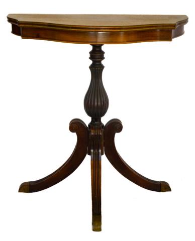 Antique Empire Style Hand Carved Mahogany Demilune: Antique Empire Style Hand Carved Mahogany Demilune.Measures 29.5 inches x 28 inches x 14 inches.