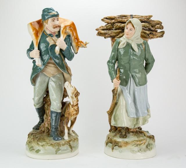 Pair Vintage Large Royal Dux Porcelain Figures (1 of 5)