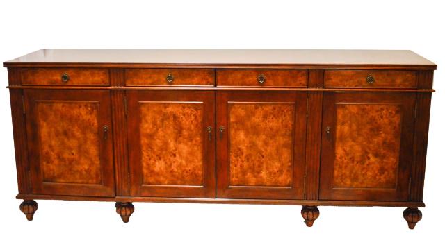 Regency Style Flame Mahogany Buffet Sideboard: Regency Style Mahogany Buffet Sideboard.Measures 36 inches x 88 inches x 22 inches.