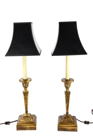 2 Neo Classical Style Gilt Candlestick Lamps (1 of 10)