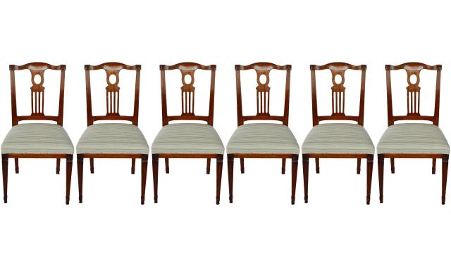 6 Georgian Mahogany Carved Lyre Back Dining Chairs (1 of 13)