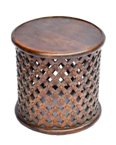 Bamileke Hand Carved Criss Cross Drum Side Table (1 of 11)