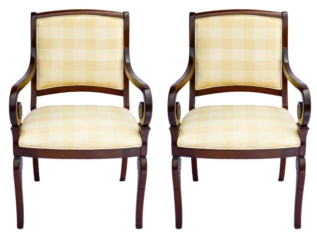 2 Biedermeier Style Carved Upholstered Armchairs (1 of 11)