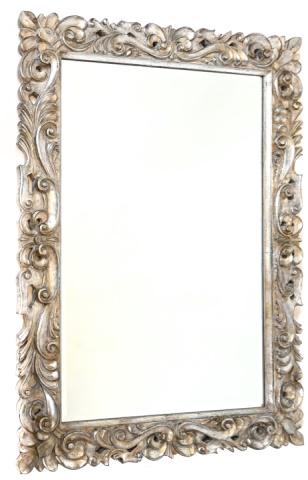 Ornately Carved Italian Silver Leaf Tone Mirror (1 of 9)
