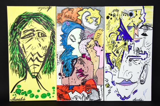 3 Abstract Acrylic Paintings on Canvas by Aurelia (1 of 10)