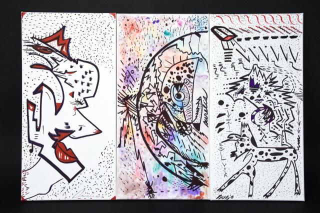 3 Abstract Acrylic Paintings on Canvas by Aurelia (1 of 10)