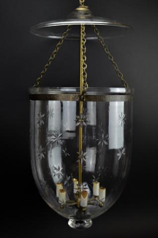 Large Etched Glass Bell Jar Pendant Light (1 of 11)