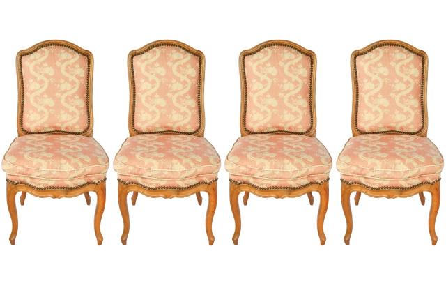 4 Louis XV Style Carved Upholstered Dining Chairs (1 of 13)