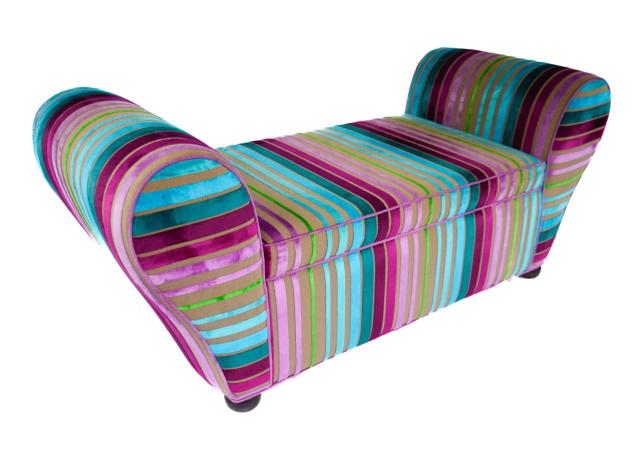 Custom Made Eclectic Striped Velvet Storage Bench (1 of 9)