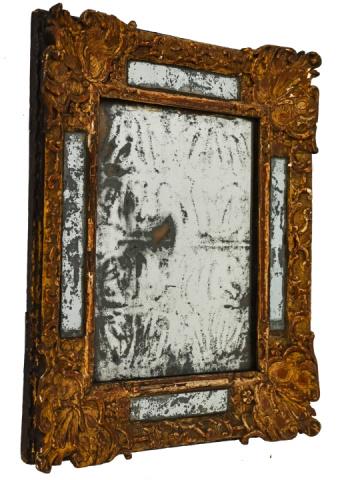Antique French Carved Gold Leaf Mirror w Inlay (1 of 8)