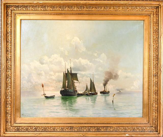 Holger Lubbers Large Nautical Oil Painting C1884 (1 of 19)