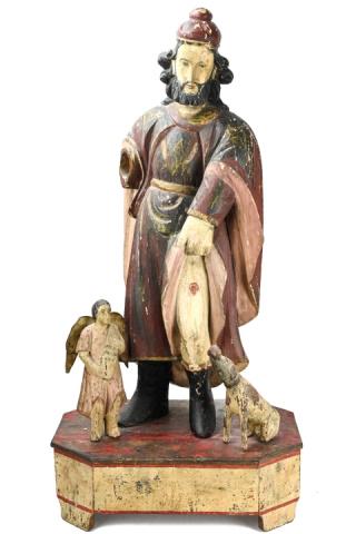 Antique Santo Hand Carved Statue of Saint Roch (1 of 11)