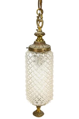 Vintage Brass and Glass Swag Pendant Light: Vintage Brass and Glass Swag Pendant Light. 17 inches x 5 inches in diameter.