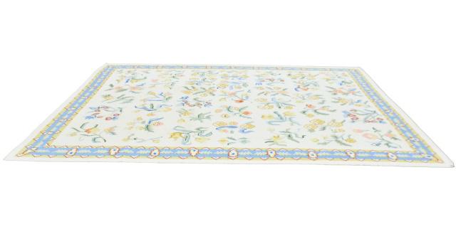 Ivory Hand Hooked Floral Carpet Rug (1 of 9)