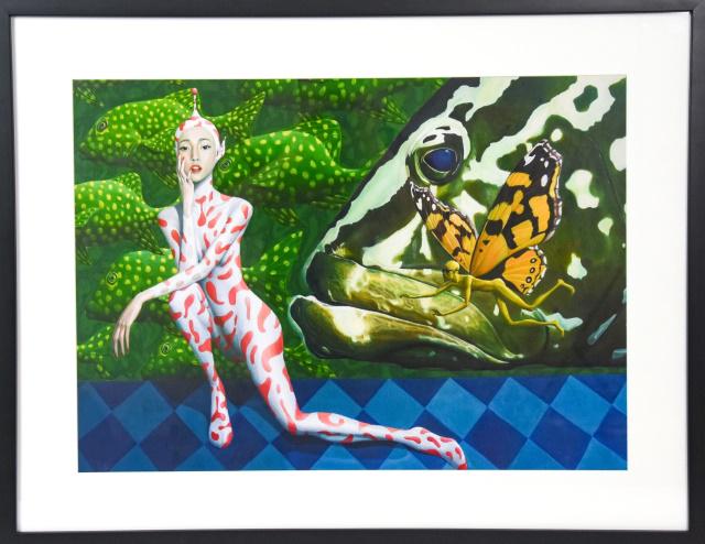 Liu Zhi Surreal Lithograph w Aquatic Motif (1 of 8)