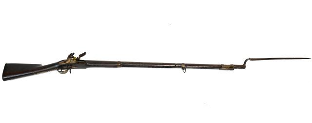 Model 1972 Charleville Musket with Bayonet: Model 1972 Charleville Musket with Bayonet. Broken Ramrod.Condition: Very GoodMeasures approximately 57 inches long.Appraised by Vincent Caponi, Antique Weapons Consultant New York.