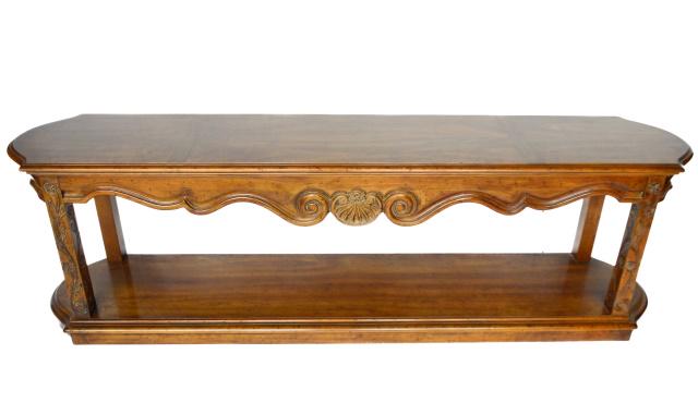 Vintage Heritage Hand Carved Console Table: Vintage Heritage Hand Carved Console Table.Measures 25 inches x 79.5 inches x 16.5 inches.