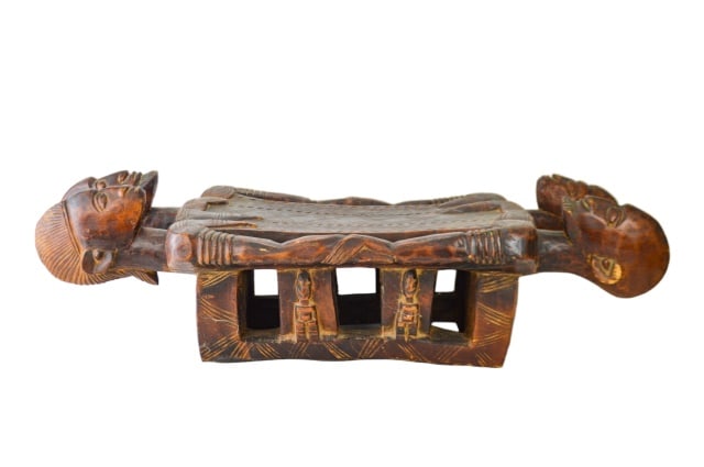 African Dogon Figural Head Rest w Sets of Figures (1 of 12)
