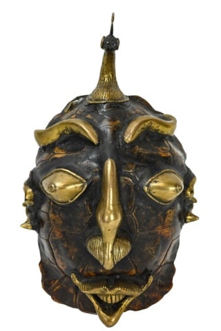 Hand Made African Turtle Shell Mask Brass Fittings (1 of 8)