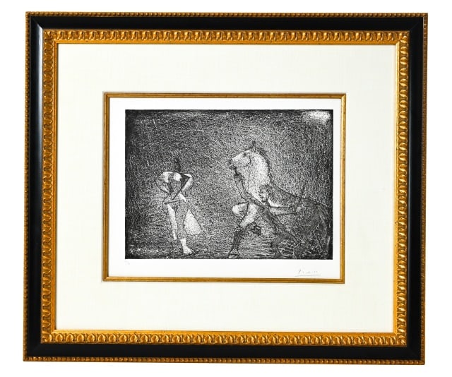 Picasso Signed Framed Engraving Homme Arretant (1 of 10)