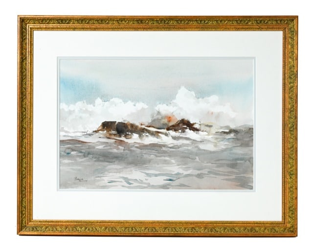 Bonnie Nelson Watercolor Painting of Beach Surf (1 of 10)