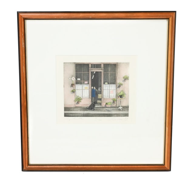 Lynn Shaler Etching Signed Framed Chez Lisette (1 of 10)