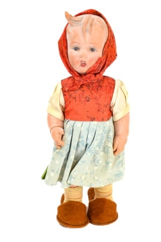 Antique M. J. Hummel Soft Doll Christl: Antique M. J. Hummel Soft Doll Christl in Original Clothing with Tag. 12 inches x 4 inches