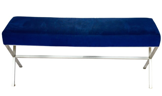 Custom Suede Upholstered X Form Chrome Base Bench (1 of 8)
