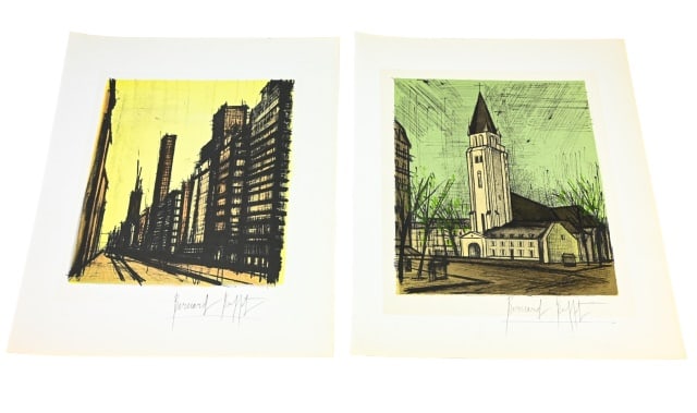 Pair Bernard Buffet Pencil Signed Printed Plates (1 of 19)