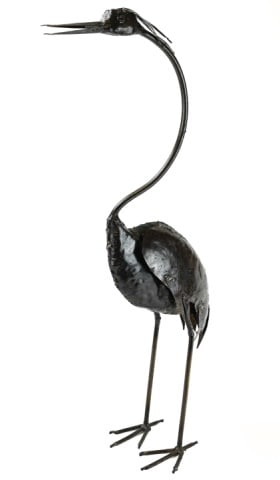 Wrought Iron & Tole 28 Inch Crane Sculpture: Wrought Iron & Tole 28 Inch Standing Crane Sculpture. Measures 28 inches x 11 inches x 4 inches