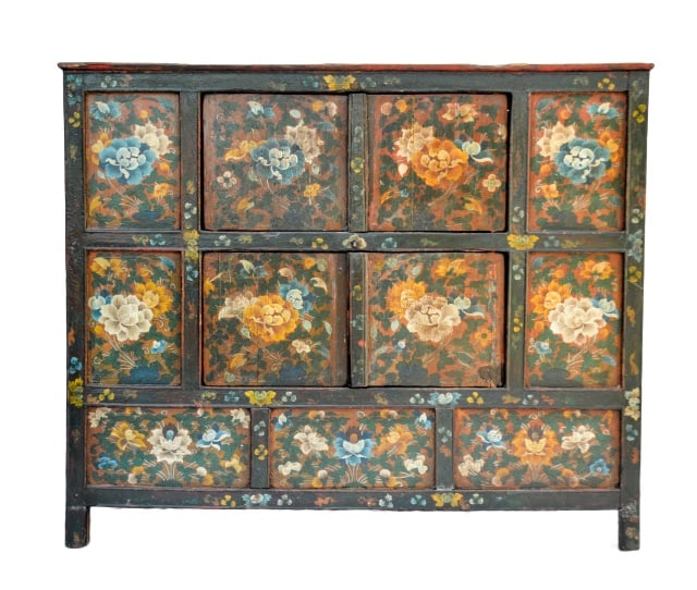 Antique Painted Tibetan Chest with Floral Motif (1 of 8)
