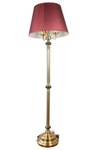 Federal Style Brass Floor Lamp with Shade (1 of 7)