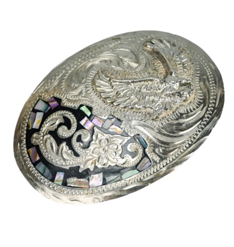 Sterling Silver Artisan Mexico Belt Buckle w Eagle (1 of 7)