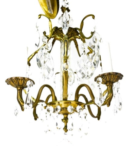 Georgian Style Bronze, Crystal, & Glass Chandelier (1 of 6)