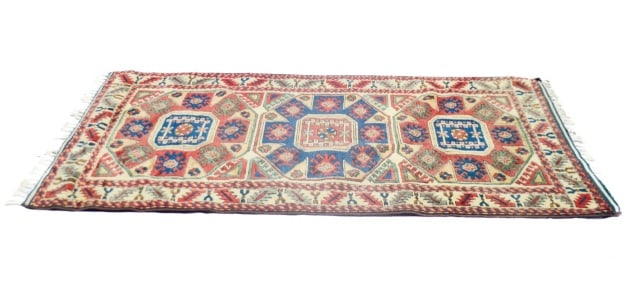 Blue Kazak Geometric Hand Knotted Rug (1 of 8)
