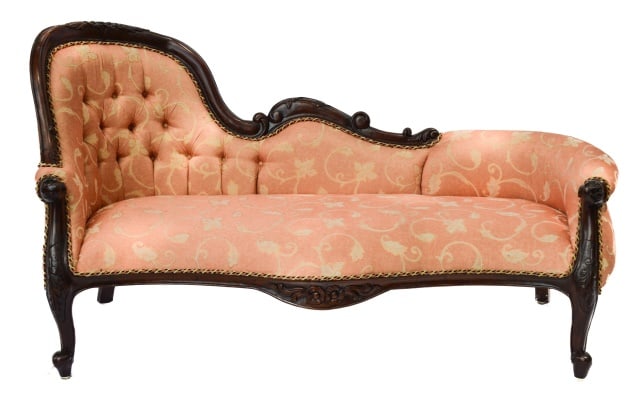 Victorian Style Carved Frame Chaise or Settee (1 of 13)