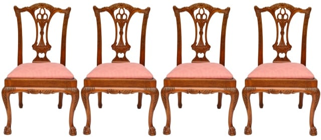 4 Toscano Design English Chippendale Dining Chairs: 4 Toscano Design English Chippendale Dining Side Chairs.Measures 40 inches x 23.5 inches x 22 inches.