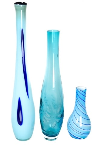 3 Murano & Art Glass Tall Vases in Blue Tones (1 of 8)