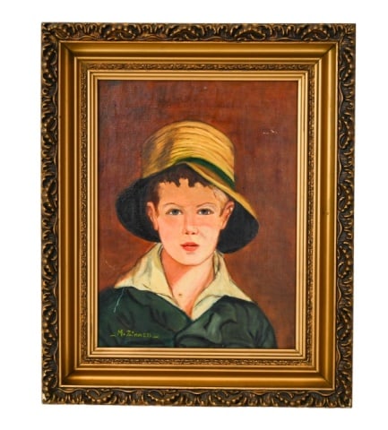 M. Zimmith Antique Oil Painting Portrait Young Boy (1 of 9)